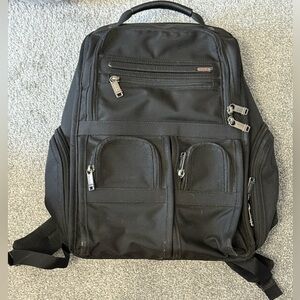 Woman’s Tumi Black Small Fabric Laptop Backpack/ diaper bag